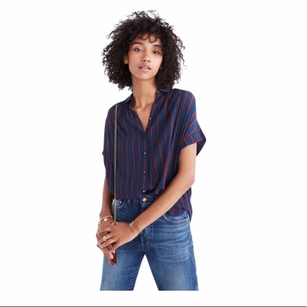 Madewell Central Drapey Shirt in Cornelia Stripe